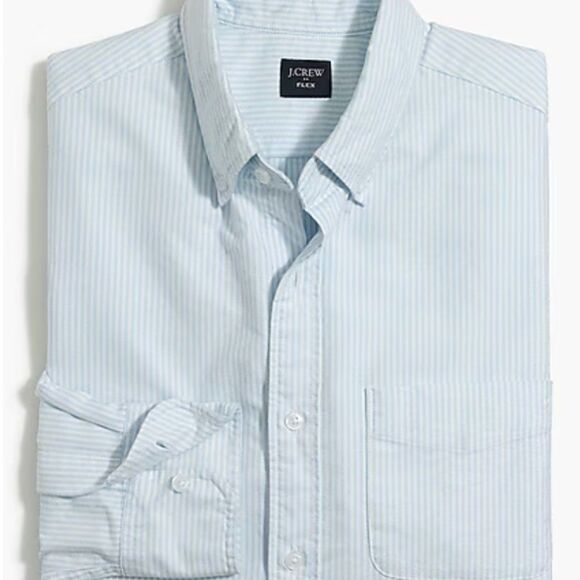 J. Crew Factory h4726 Blue and white Slim flex oxford shirt - men NWT Medium - Picture 2 of 8